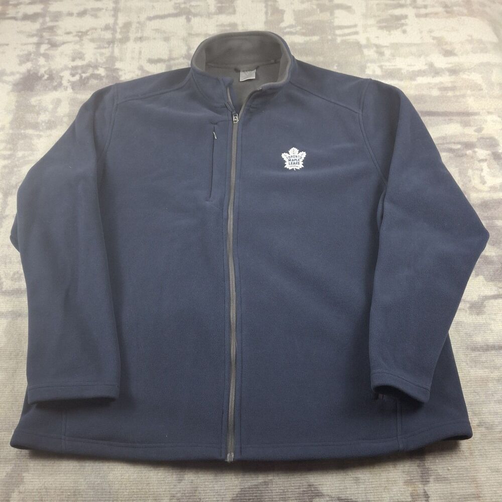 Official NHL Toronto Maple Leafs Full Zip Fleece Jacket Navy Blue Hockey XXL 2XL